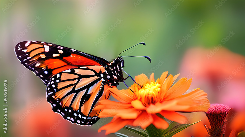 Fototapeta premium digital render of a monarch butterfly