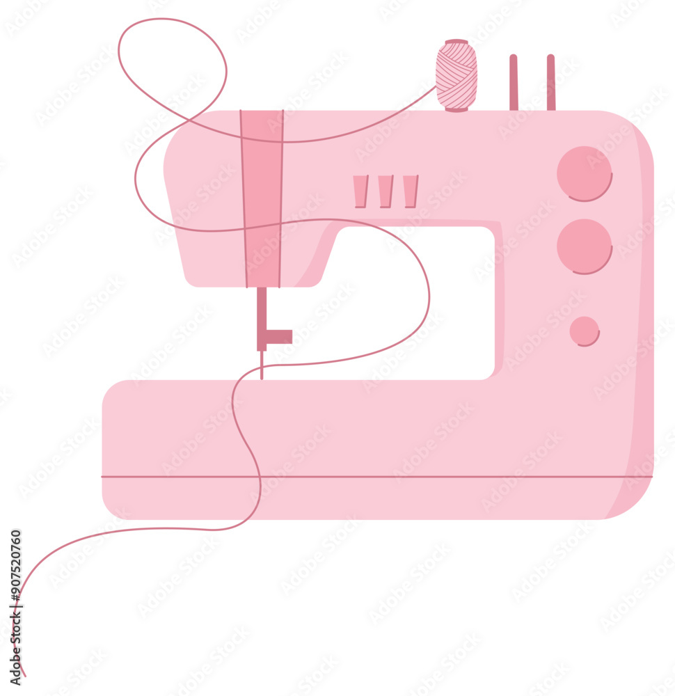 Fotografie Sewing machine sticker, flat sewing accessories element, cartoon tailor tool obj