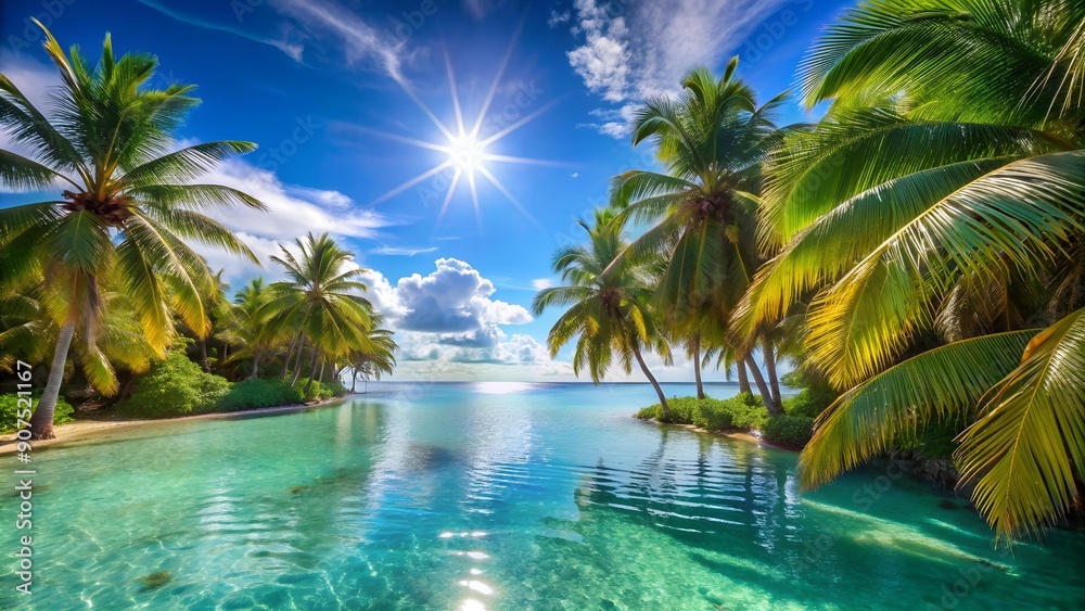Sun-Kissed Palms and Azure Waters: A Vibrant Tropical Oasis AI generated Sun-Kissed Palms and Azure Waters: A Vibrant Tropical Oasis AI generated