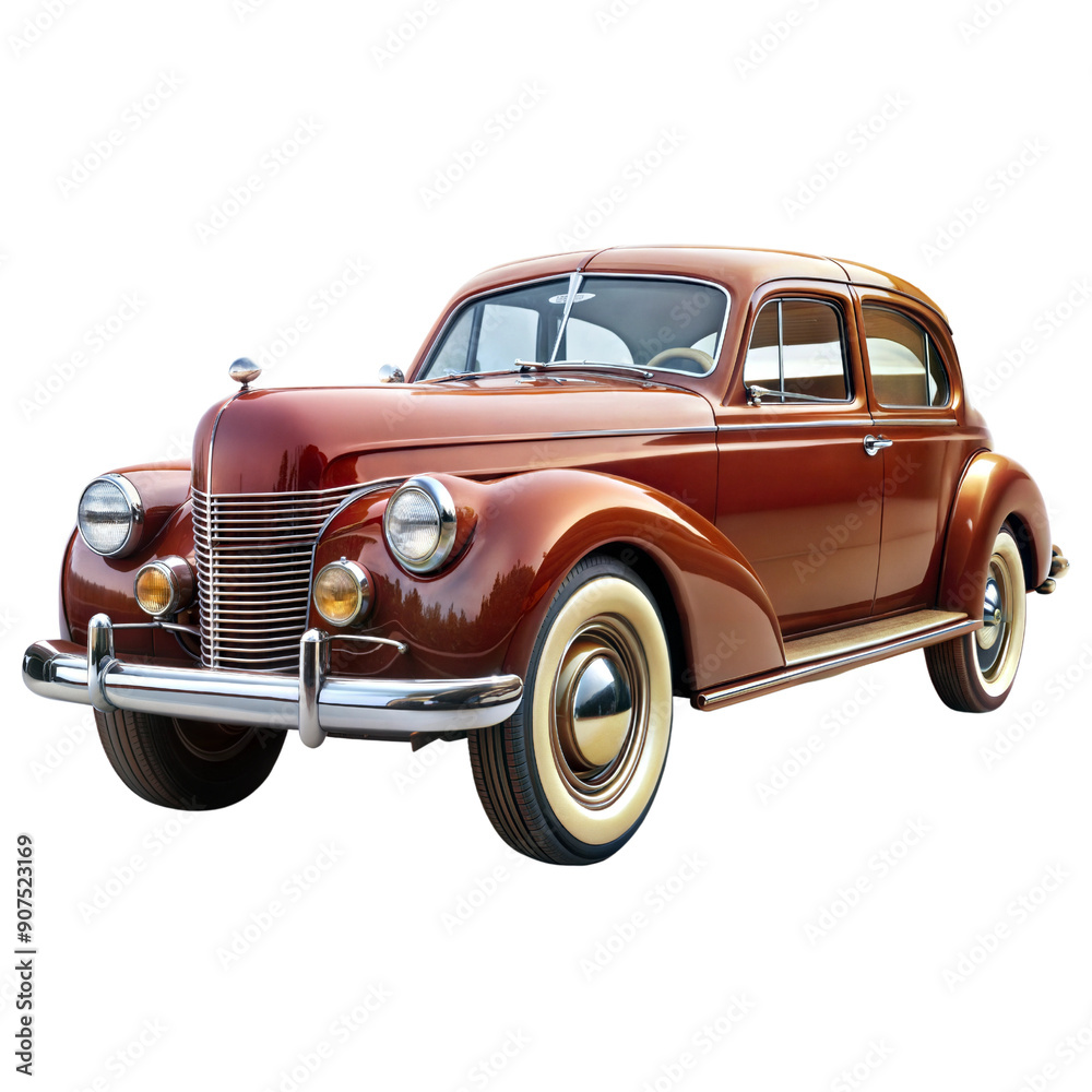 Fototapeta premium Vintage car isolated on white background, png format