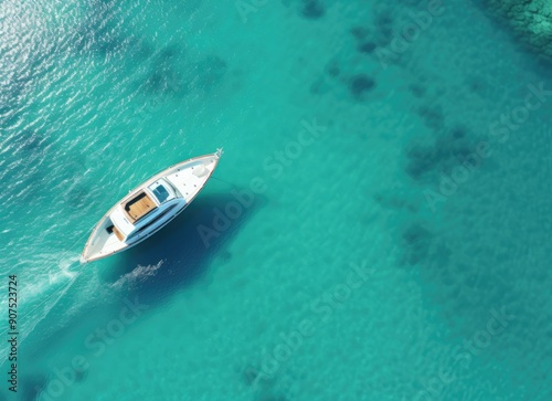 Wallpaper Mural Serene Coastal Waters with Anchored Boat Torontodigital.ca