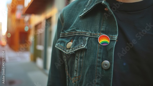 The denim jacket with pin