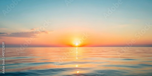 "Serene Sunset Over Calm Ocean" - A peaceful sunset casting warm colors over a tranquil ocean. 