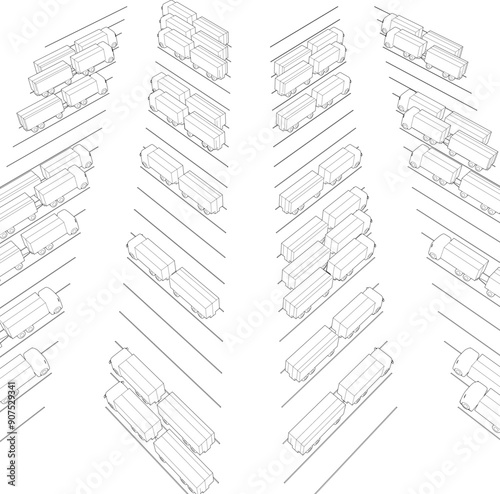3D illustration of parking and carport
