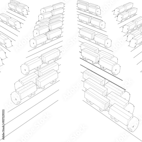 3D illustration of parking and carport