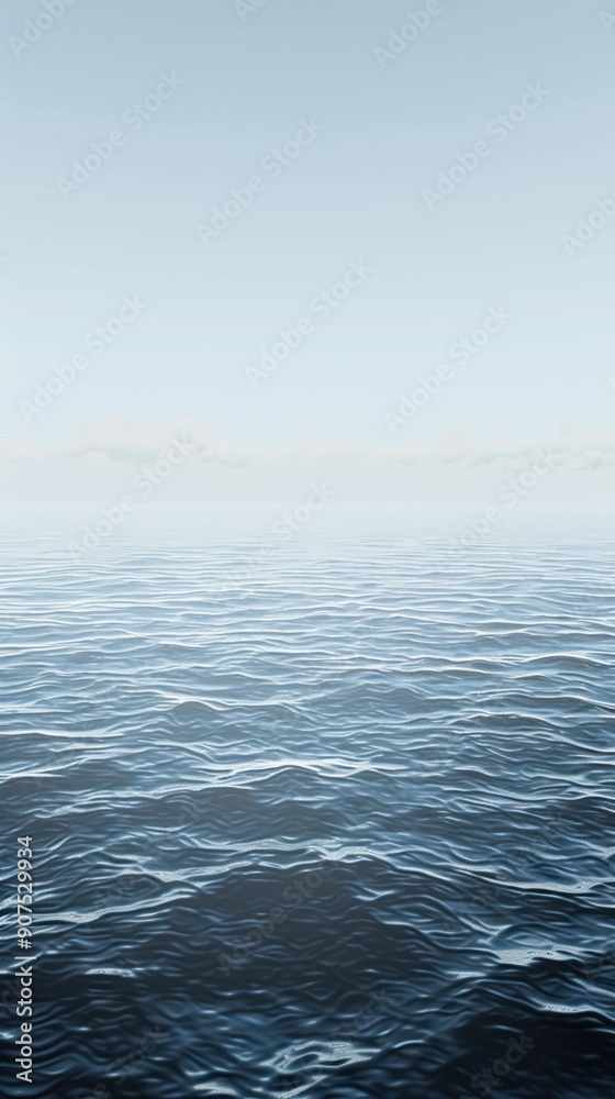 Fototapeta premium Calm Ocean Surface with Subtle Waves and a Hazy Sky.