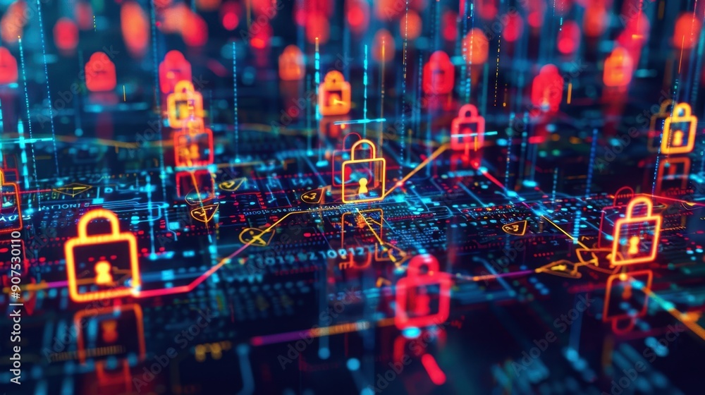 Obraz premium The cybersecurity digital network