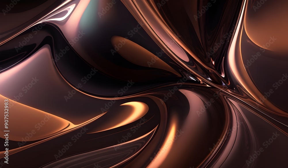 Obraz premium Holographic background with dark brown purple. Iridescent holographic foil, metallic texture, ultraviolet wavy wallpaper, fluid ripples, liquid metal surface, esoteric aura spectrum.