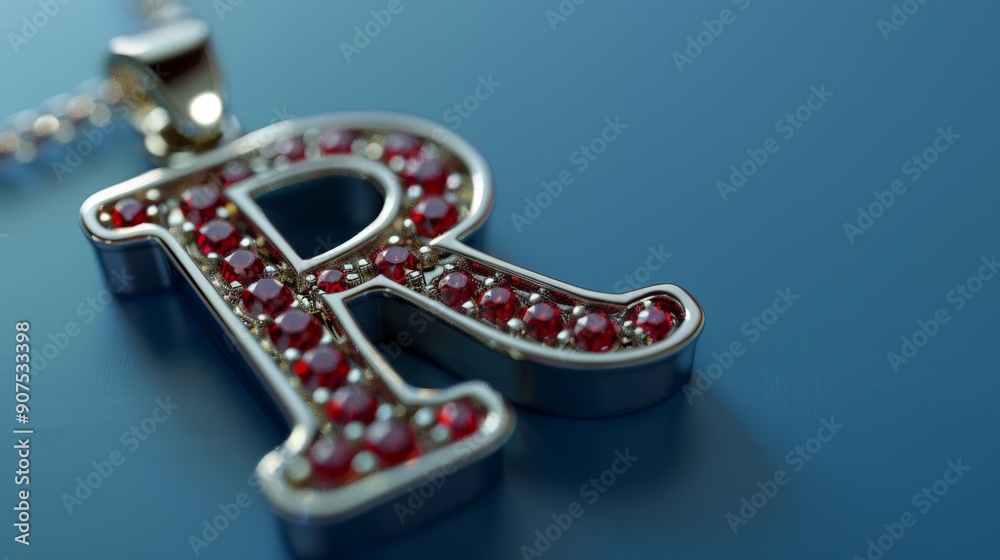 Red Gemstone Letter R Pendant Red Gemstone Letter R Pendant