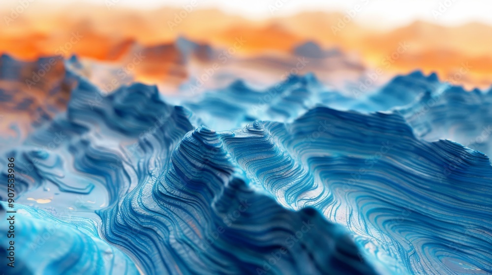 Detailed 3D topographic map with mountains, plains and bodies of water ...