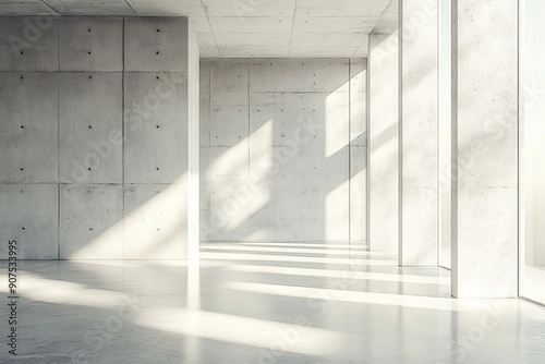 Abstract architecture space  Interior with concrete wall. 3d render  Generative AI