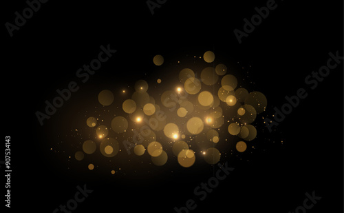 Abstract shiny transparent gold bokeh effect design element