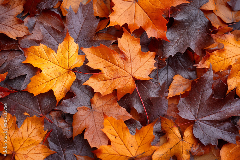Fototapeta premium Abstract autumn background with maple yellow leaves