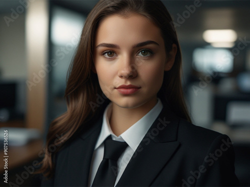 Beautiful Business Model in Black Business Suit