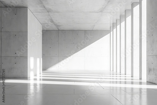 Abstract architecture space, Empty interior with concrete wall. 3d render, Generative AI