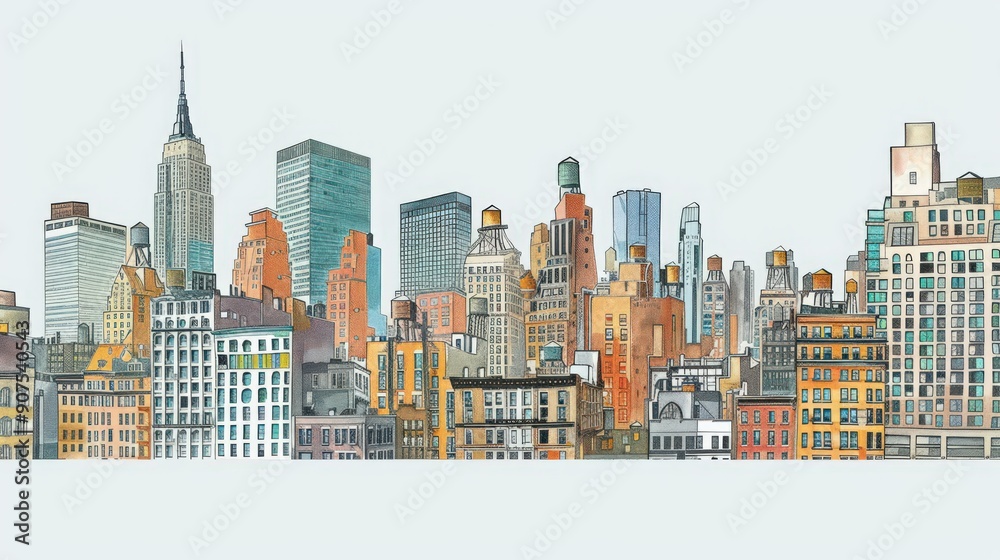 Fototapeta premium Celebrate the historical depth of a city skyline that includes centuries-old architecture