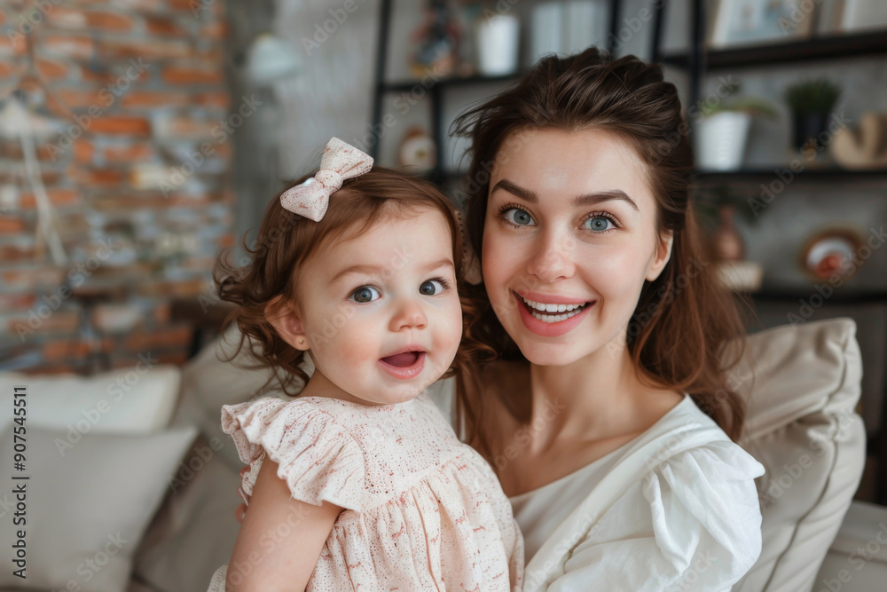 Portrait of a mother and daughter with surprised face expressions Portrait of a mother and daughter with surprised face expressions