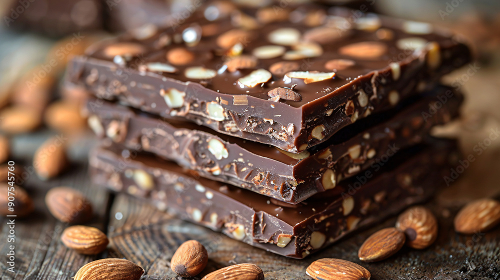 Chocolate nougat bars with almonds spanish turron Chocolate nougat bars with almonds spanish turron
