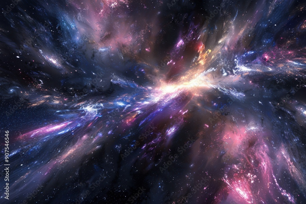 Obraz premium A Cosmic Nebula with Vibrant Colors and Swirling Gas Clouds