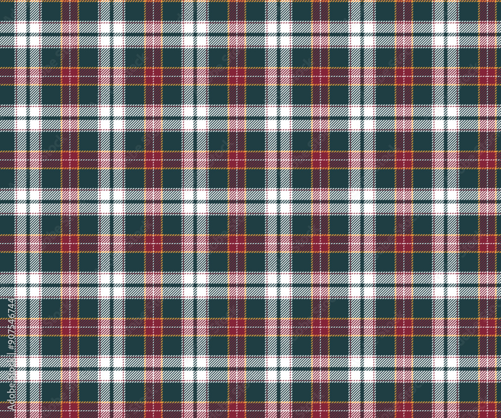 Plaid fabric pattern, green, white, brown, seamless for textiles and designing clothing, skirts, pants, aprons, tablecloths, blankets or decorative fabrics. Vector illustration. Plaid fabric pattern, green, white, brown, seamless for textiles and designing clothing, skirts, pants, aprons, tablecloths, blankets or decorative fabrics. Vector illustration.
