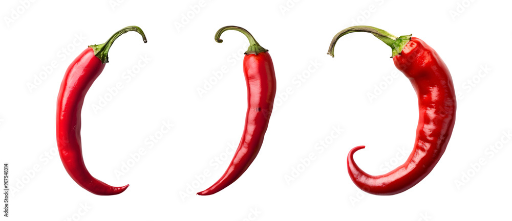 Red chili peppers and flakes isolated on a transparent background Red chili peppers and flakes isolated on a transparent background