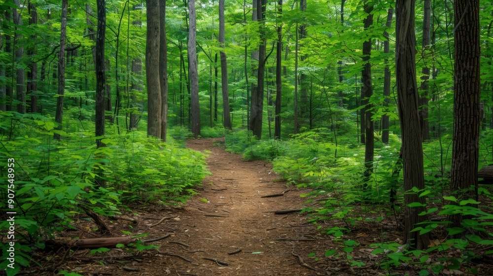 Fototapeta premium Path through a lush green forest.