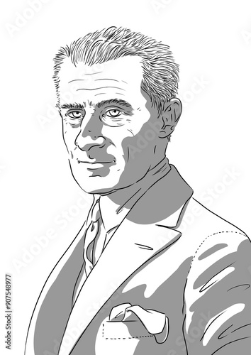 Portrait of Maurice Ravel, famous french musician, composer, pianist and conductor