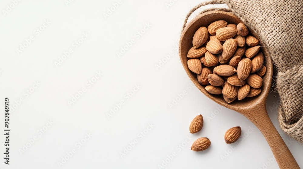 Almonds in a wooden spoon Almonds in a wooden spoon