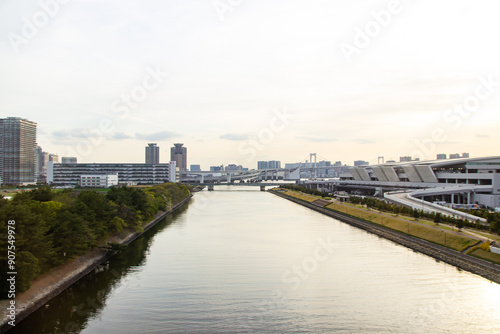 Odaiba artificial island views Tokyo Japan