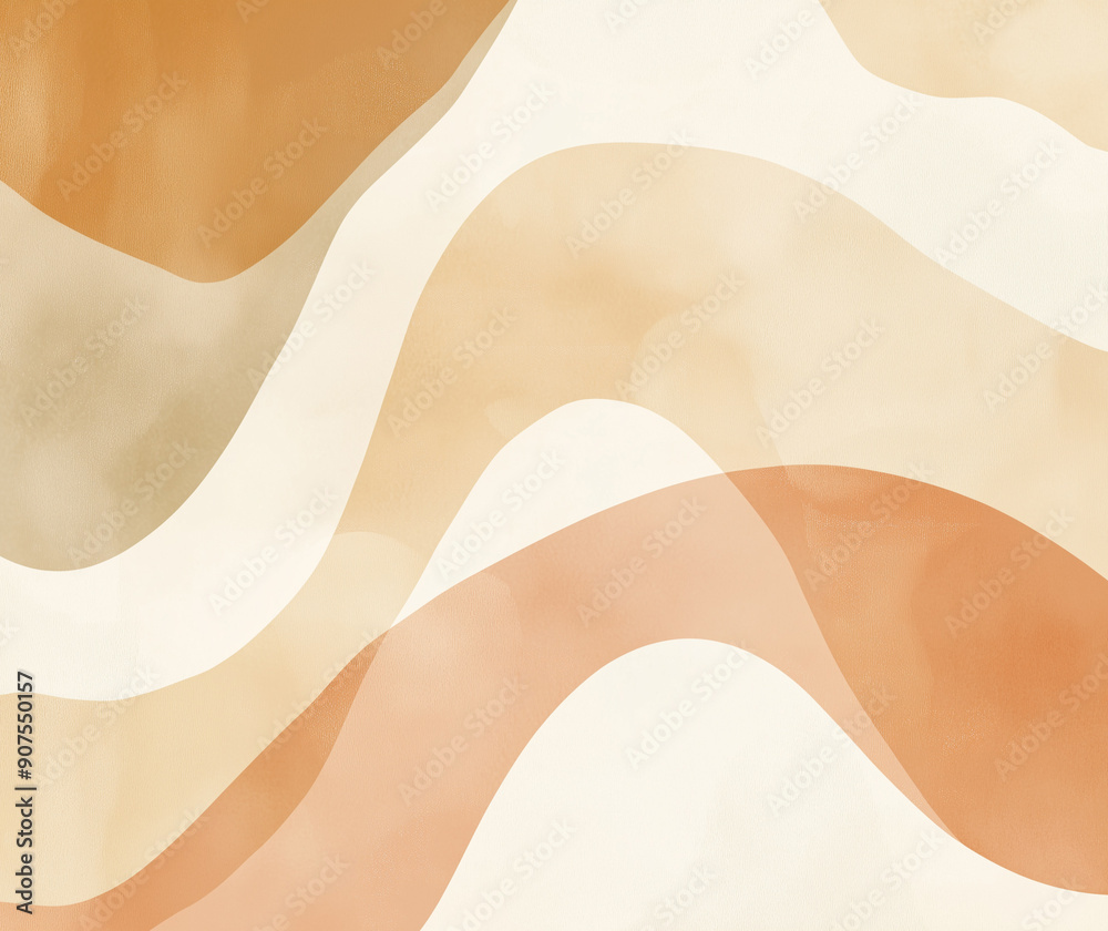 Abstract background with wavy shapes in pastel colors, peach and brown, muted tones Abstract background with wavy shapes in pastel colors, peach and brown, muted tones