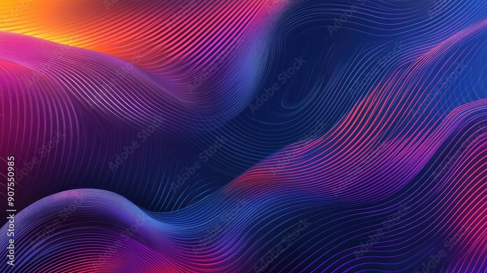 Obraz premium Abstract vector background with wavy lines and vibrant gradient colors, creating a dynamic feel