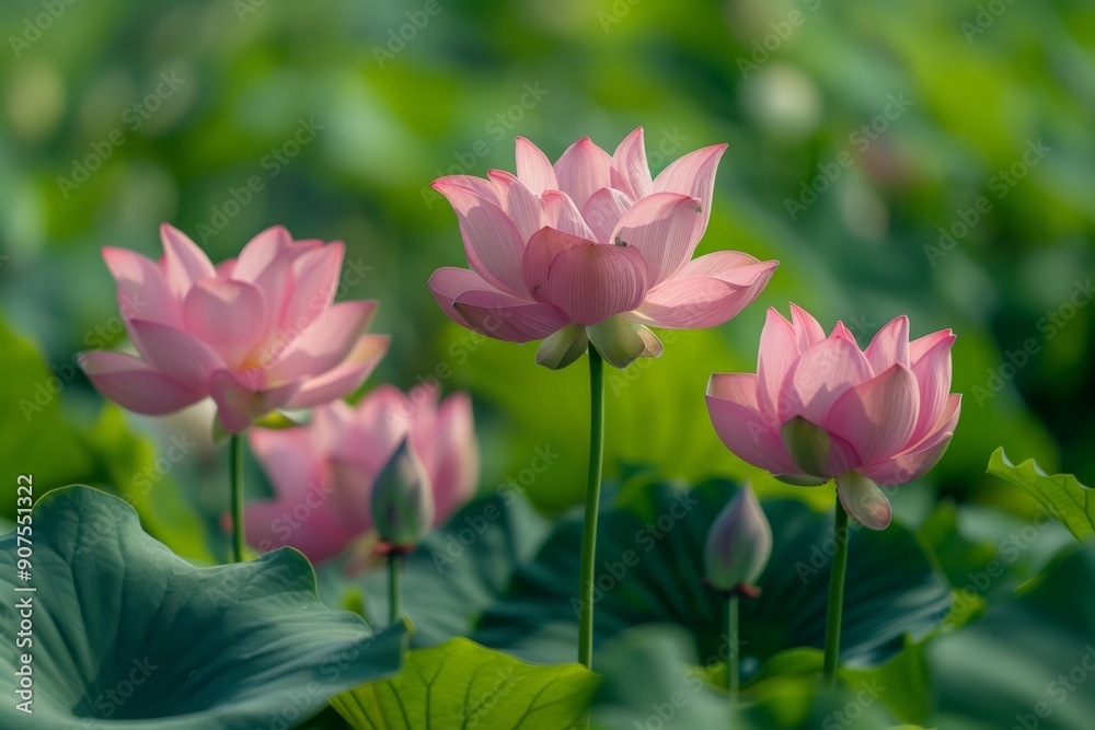 Beautiful pink lotus flower blooming in a serene pond. Beautiful pink lotus flower blooming in a serene pond.