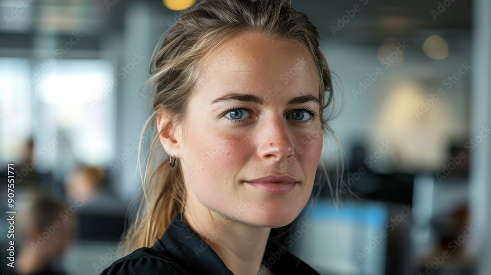 Compassionate close-up portrait of a young Dutch female doctor with a focused expression in a clinical setting Compassionate close-up portrait of a young Dutch female doctor with a focused expression in a clinical setting