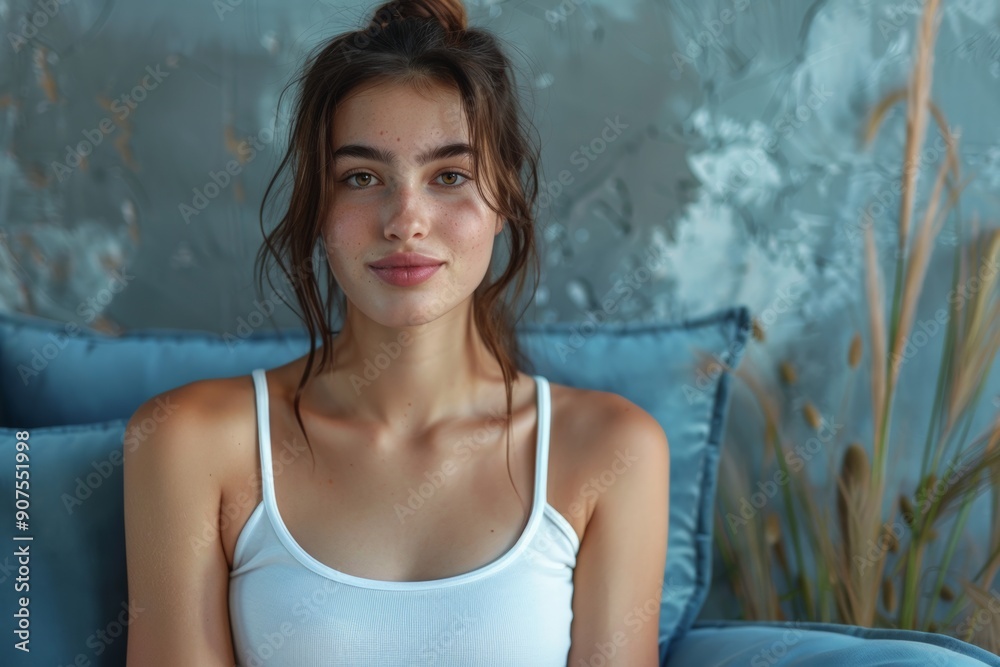 Portrait of a young woman with natural beauty, casual and relaxed.