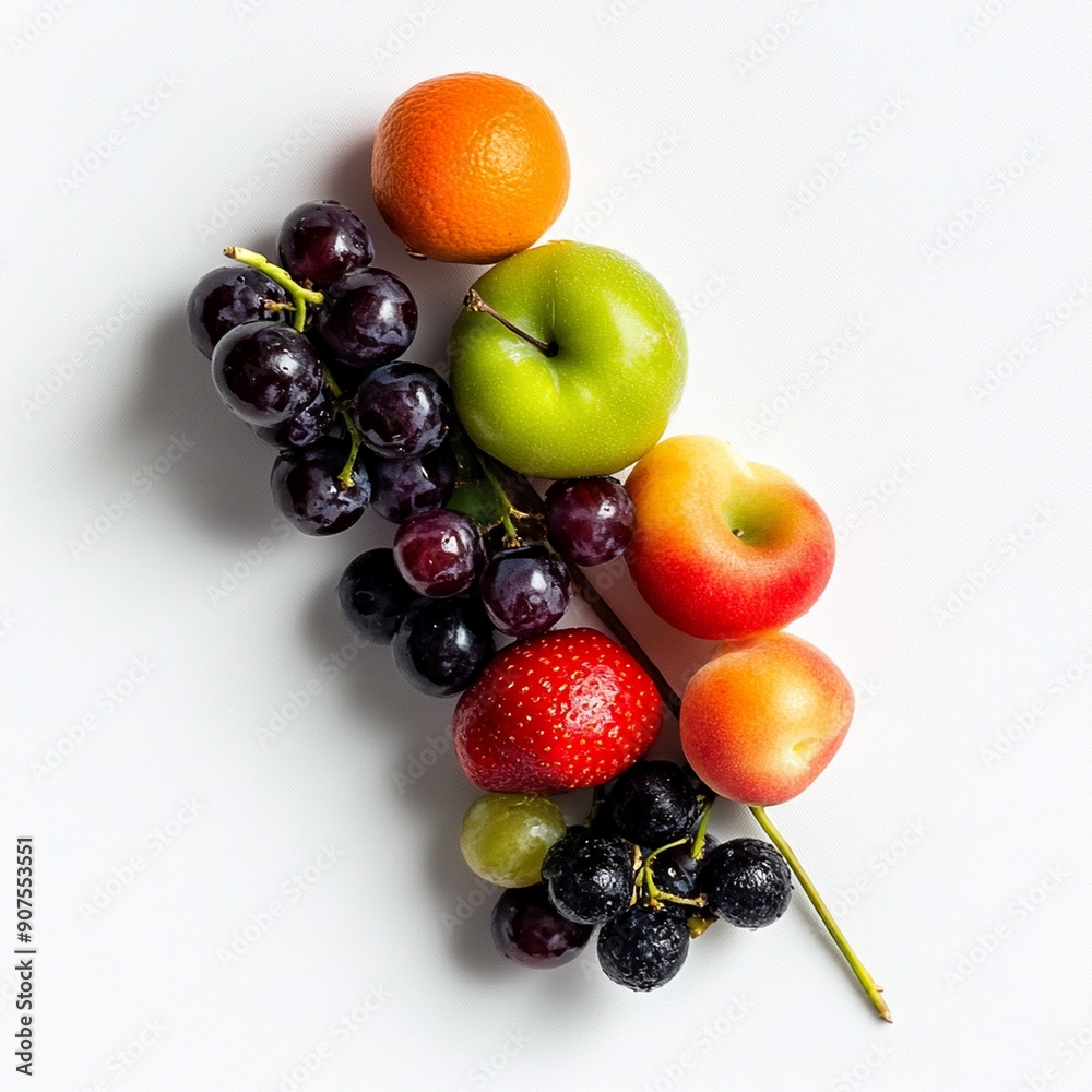 Ripe juicy fruits in basket isolated on white background Ripe juicy fruits in basket isolated on white background