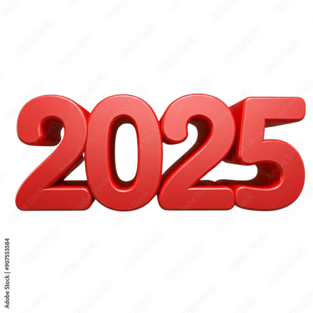 red 2025 happy new year on Isolated transparent background png. generated with AI red 2025 happy new year on Isolated transparent background png. generated with AI