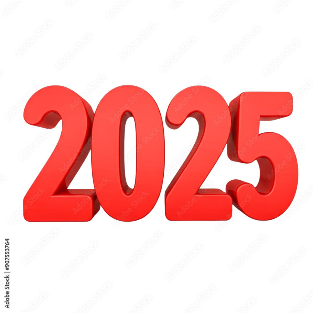 red 2025 happy new year on Isolated transparent background png. generated with AI red 2025 happy new year on Isolated transparent background png. generated with AI