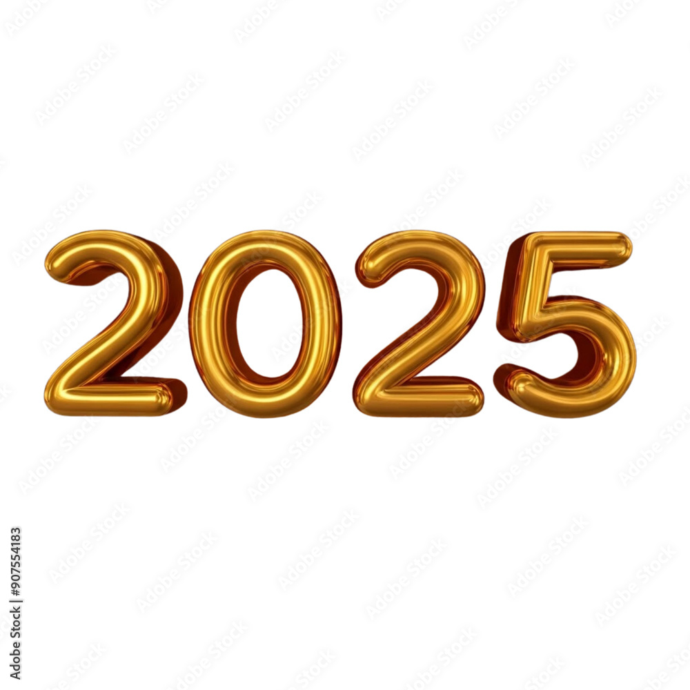 3d gold 2025 happy new year on Isolated transparent background png. generated with AI 3d gold 2025 happy new year on Isolated transparent background png. generated with AI