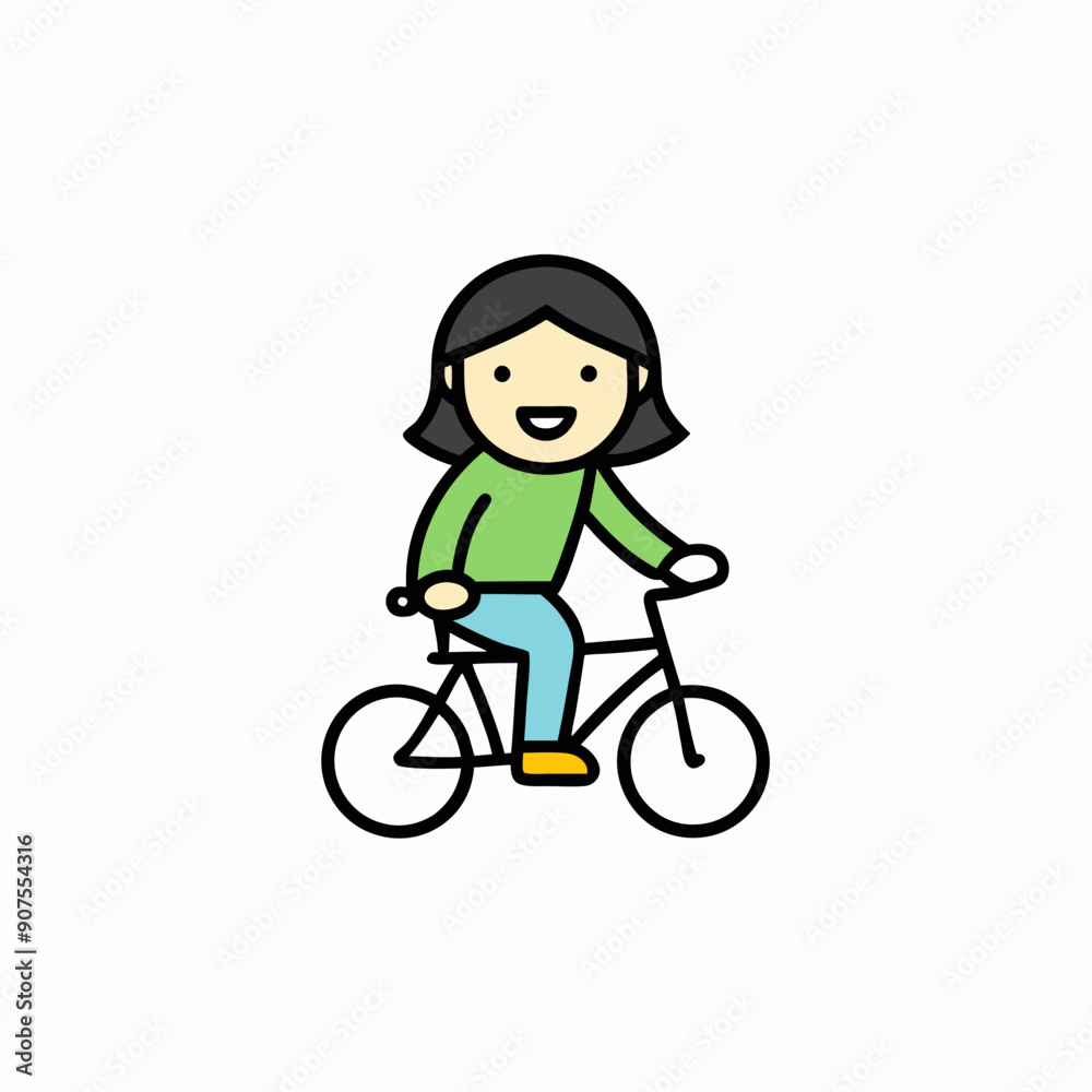 Girl riding a bicycle, looking happy and free