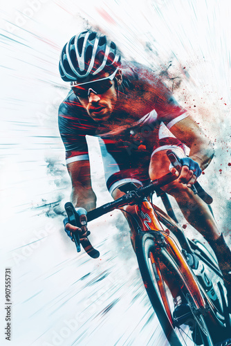 Professional cyclist pushing limits during road bicycle race