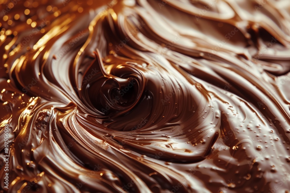 Smooth and creamy chocolate spread with chocolate pieces, close-up view. Smooth and creamy chocolate spread with chocolate pieces, close-up view.