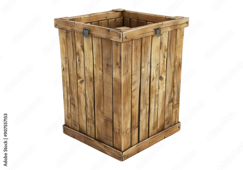 wooden trash bin isolated on transparent background. wooden trash bin isolated on transparent background.
