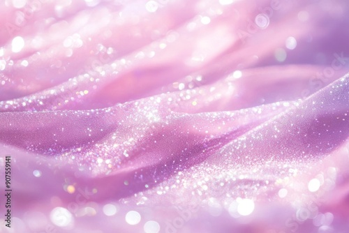 A soft pastel pink and lilac background with an ethereal, iridescent glitter effect that shines under the light. 
