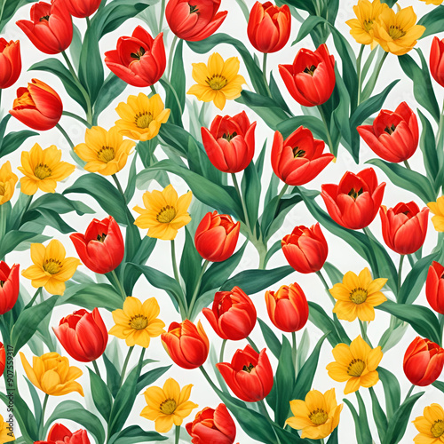 Painting with a simple pattern featuring flowers