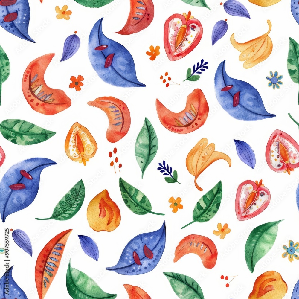 Seamless pattern with intricate paisley patterns in bold, bright colors. Conveyed in watercolor form Seamless pattern with intricate paisley patterns in bold, bright colors. Conveyed in watercolor form