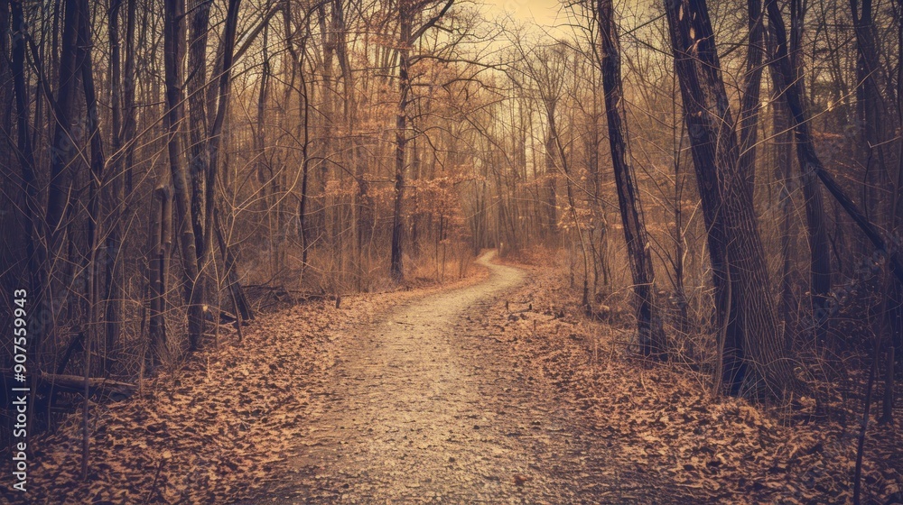Fototapeta premium Winding Path Through Autumn Forest.