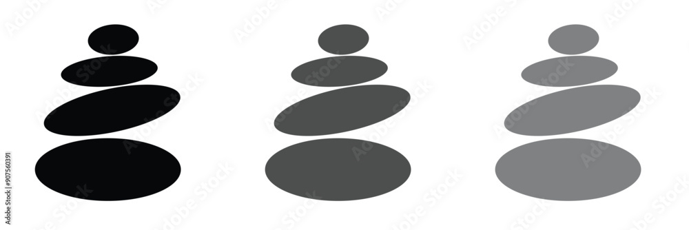 Set of rock balance stone logo for spa and yoga vector design concept on white background.
