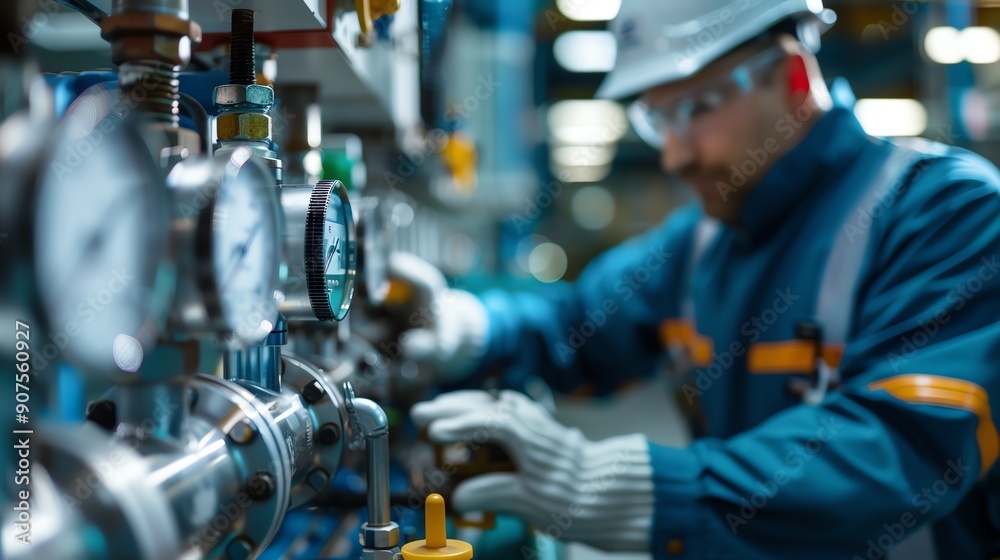 A skilled technician operates machinery in a modern industrial setting, ensuring safety and efficiency with precision tools. A skilled technician operates machinery in a modern industrial setting, ensuring safety and efficiency with precision tools.