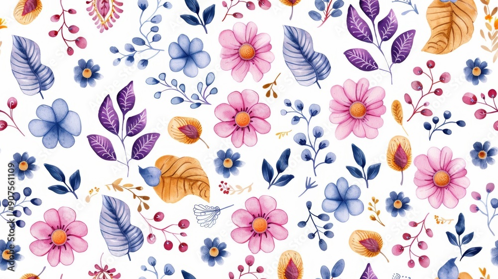 Seamless pattern with intricate paisley patterns in bold, bright colors. Conveyed in watercolor form Seamless pattern with intricate paisley patterns in bold, bright colors. Conveyed in watercolor form