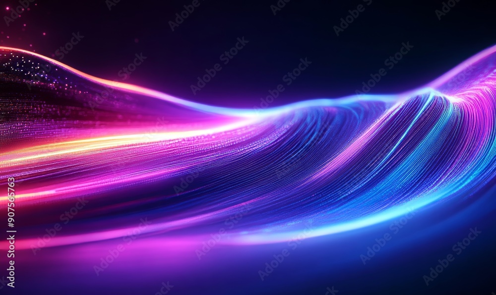 Neon Waves Background, Generative AI Neon Waves Background, Generative AI
